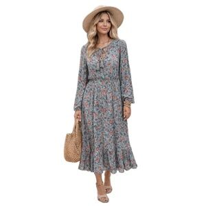 Knox Rose Floral Long Sleeve Dress - Blue and Pink